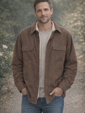 Route 66 Sherpa Shacket L | Men’s Olive Brown Shirt Jacket NWOT